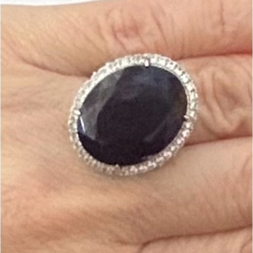 NWT JTV 25.CT Oval African Amethyst 2.50CTW White Zircon rhodium Over Sterling